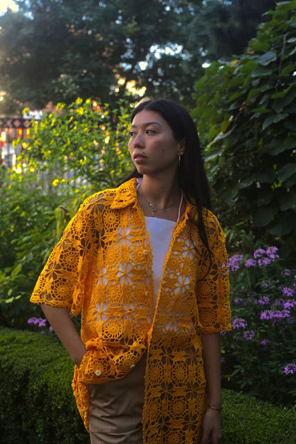 KHxWE2 Camp Shirt in Mango Crochet