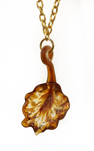 Blown Glass Canna Necklace in Amber Mist