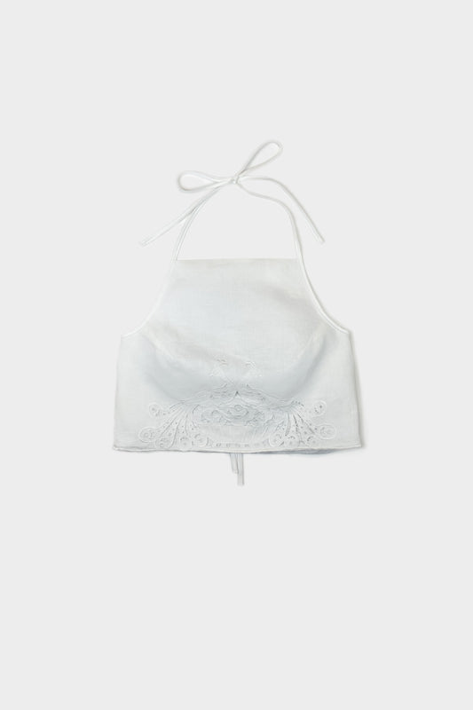 linen top with embroidery