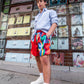 KH x WE Red Block Print Shorts